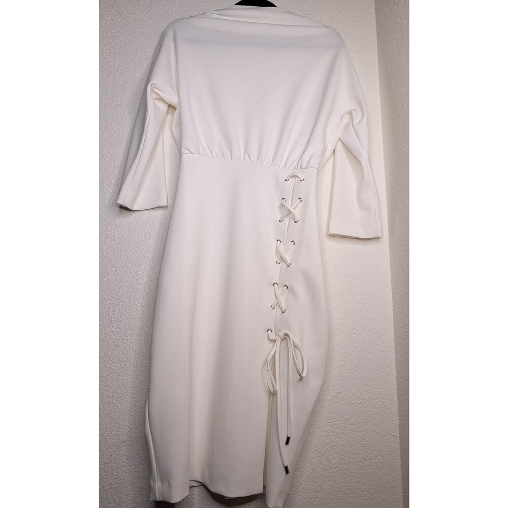 Belle Badgley Mischka Felicia White Lace Up Dress NWT 6 $169 Designer Chic